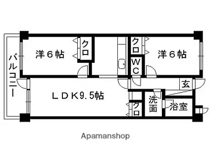 ノア本屋敷(2LDK/4階)の間取り写真