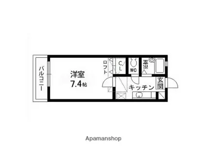 メゾンドタケヒロC(1K/1階)の間取り写真