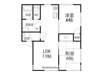 エトワールK(2LDK/1階)の間取り写真