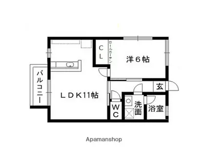 ルミエール(1LDK/1階)の間取り写真