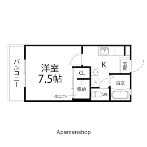 エミネンスA(1K/2階)の間取り写真