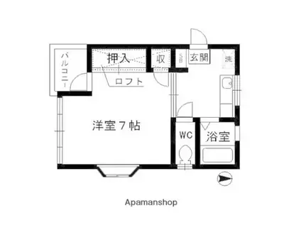 タウンハイツパル(1K/2階)の間取り写真