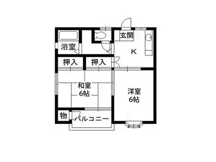 ハイツリバーサイドK(2K/1階)の間取り写真