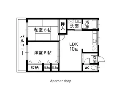 柴田コーポ(2LDK/2階)の間取り写真