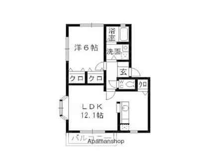 クレアトーレ・泉(1LDK/2階)の間取り写真