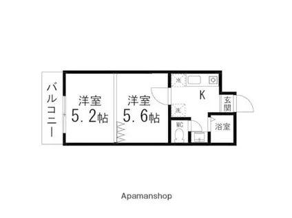 ベルシティ七北田(2K/2階)の間取り写真