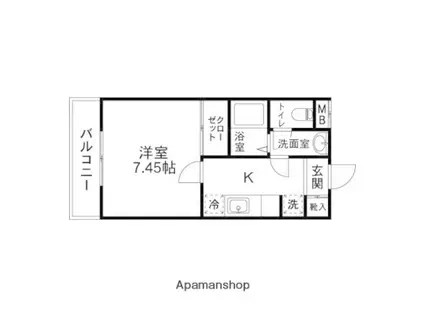 クレスト泉(1K/2階)の間取り写真