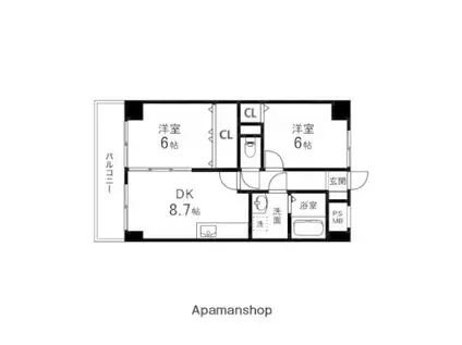 グレースプレジオ(2DK/2階)の間取り写真