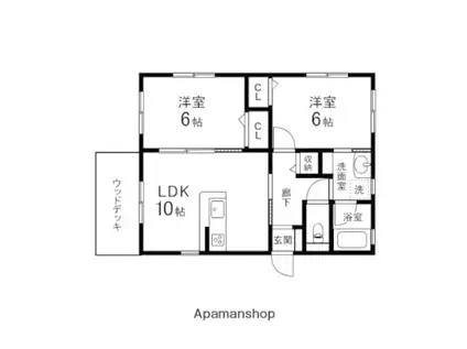 ウッディランド壱番館(2LDK/1階)の間取り写真