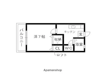 アブニールⅡ(1K/1階)の間取り写真