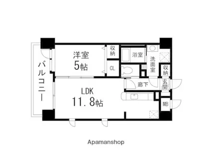 AXIA泉中央(1LDK/6階)の間取り写真
