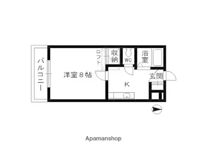 アラモード八乙女Ⅱ(1K/2階)の間取り写真