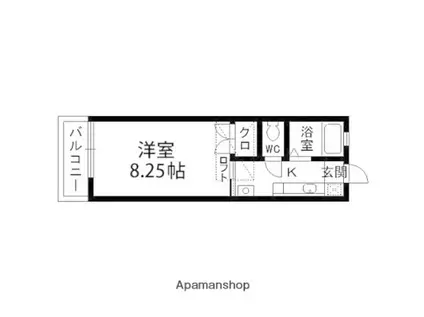 カーササザンノース(1K/1階)の間取り写真