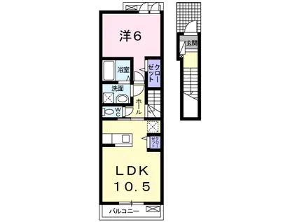 アクア エクセル 青塚(1LDK/2階)の間取り写真