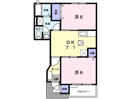 ベルグレイス(2DK/1階)の間取り写真