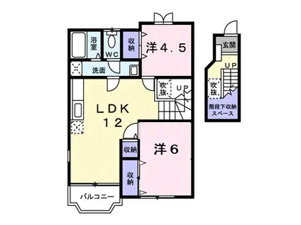 VIVACE雷神A棟(2LDK/2階)の間取り写真