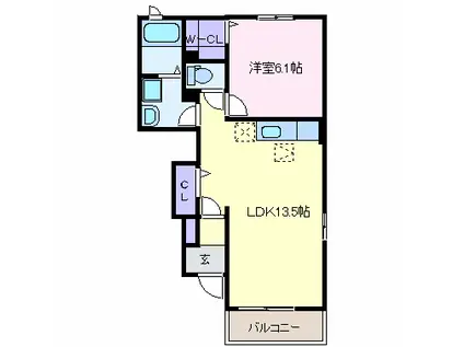 CLEARWATER(1LDK/1階)の間取り写真