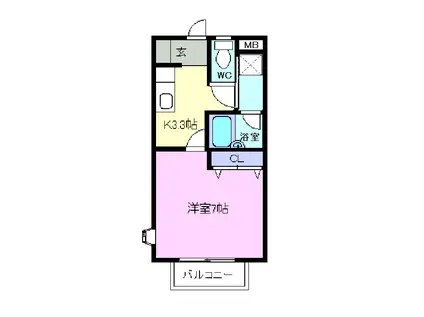 ラフィーネZEN(1K/2階)の間取り写真