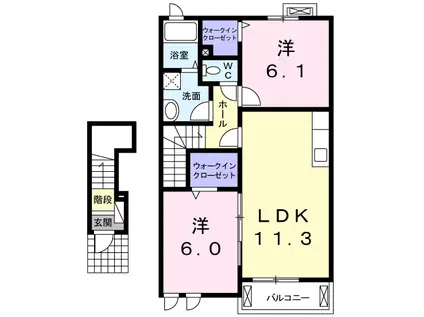 エスポワールⅠ(2LDK/2階)の間取り写真