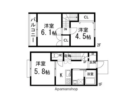 パレスソネ(3K/1階)の間取り写真