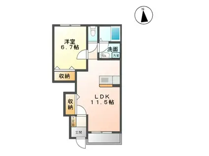 ロイヤルハイツ参番館(1LDK/1階)の間取り写真