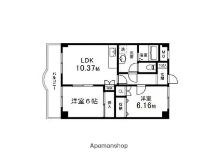 グローバル泉(2LDK/3階)の間取り写真