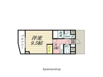 プログレス八乙女(1K/3階)の間取り写真