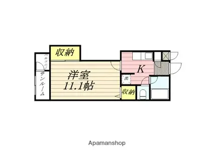 ルガール白水沢(1K/1階)の間取り写真