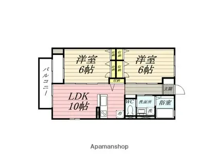 ルアーナ小鶴新田(2LDK/1階)の間取り写真