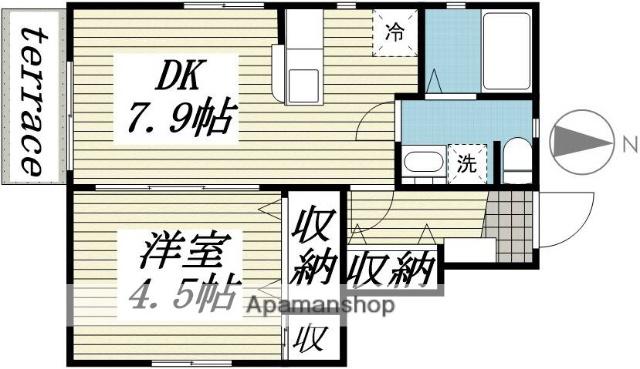 ディアコート鷹乃杜(1DK/1階)の間取り写真