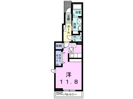 ベルサピーⅤ(ワンルーム/1階)の間取り写真