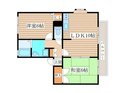 スプリングガーデンF(2LDK/2階)の間取り写真
