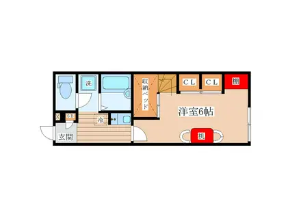 パークハイムⅤ(1K/2階)の間取り写真