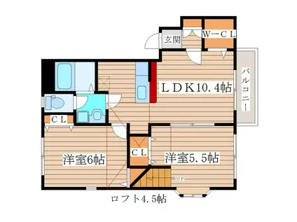 ナチュール壱番館(2LDK/2階)の間取り写真