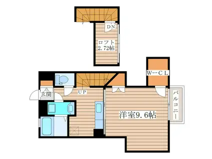 エスポワール・シャトー愛子Ⅴ(1K/2階)の間取り写真