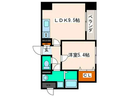 県庁前レジデンス(1LDK/5階)の間取り写真