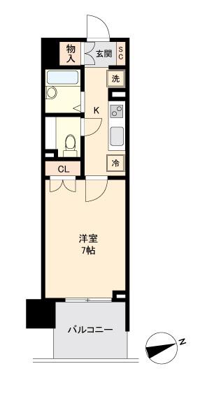 HF仙台長町レジデンス(1K/4階)の間取り写真