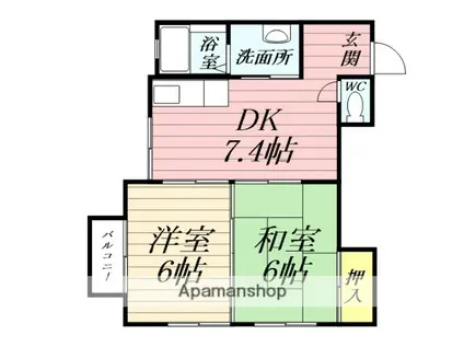 八乙女STハイツ(2DK/1階)の間取り写真