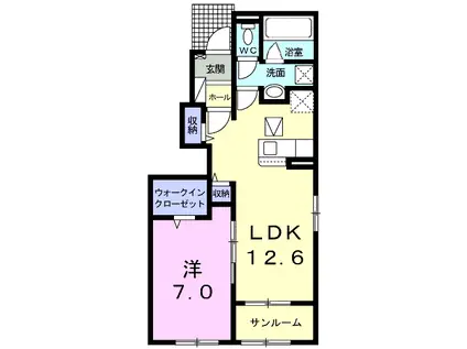 ハウオリ Ⅱ(1LDK/1階)の間取り写真