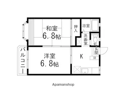 サンヒルズK(2K/2階)の間取り写真