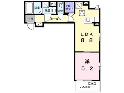 ノイエテルノB(1LDK/1階)の間取り写真