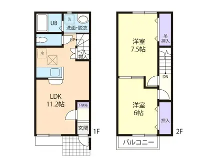 サニーカーサハル(2LDK/2階)の間取り写真