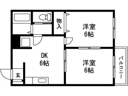 プレステーション愛子B(2DK/2階)の間取り写真
