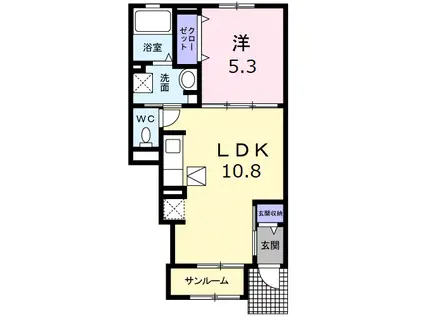 ブルースカイ(1LDK/1階)の間取り写真