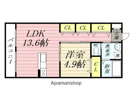 レトアオーク(1LDK/1階)の間取り写真