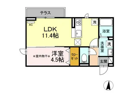 DーROOM柏木三丁目(1LDK/1階)の間取り写真