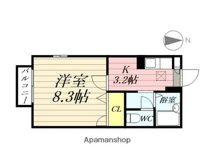 フローラル南光台(1K/1階)の間取り写真