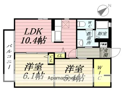 シャルマンB(2LDK/1階)の間取り写真