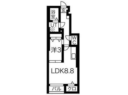 SEIN北稲葉(1LDK/1階)の間取り写真