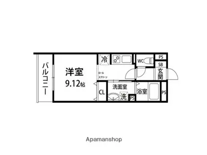 ペアレシア青葉B(ワンルーム/3階)の間取り写真